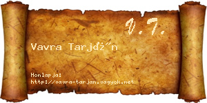 Vavra Tarján névjegykártya